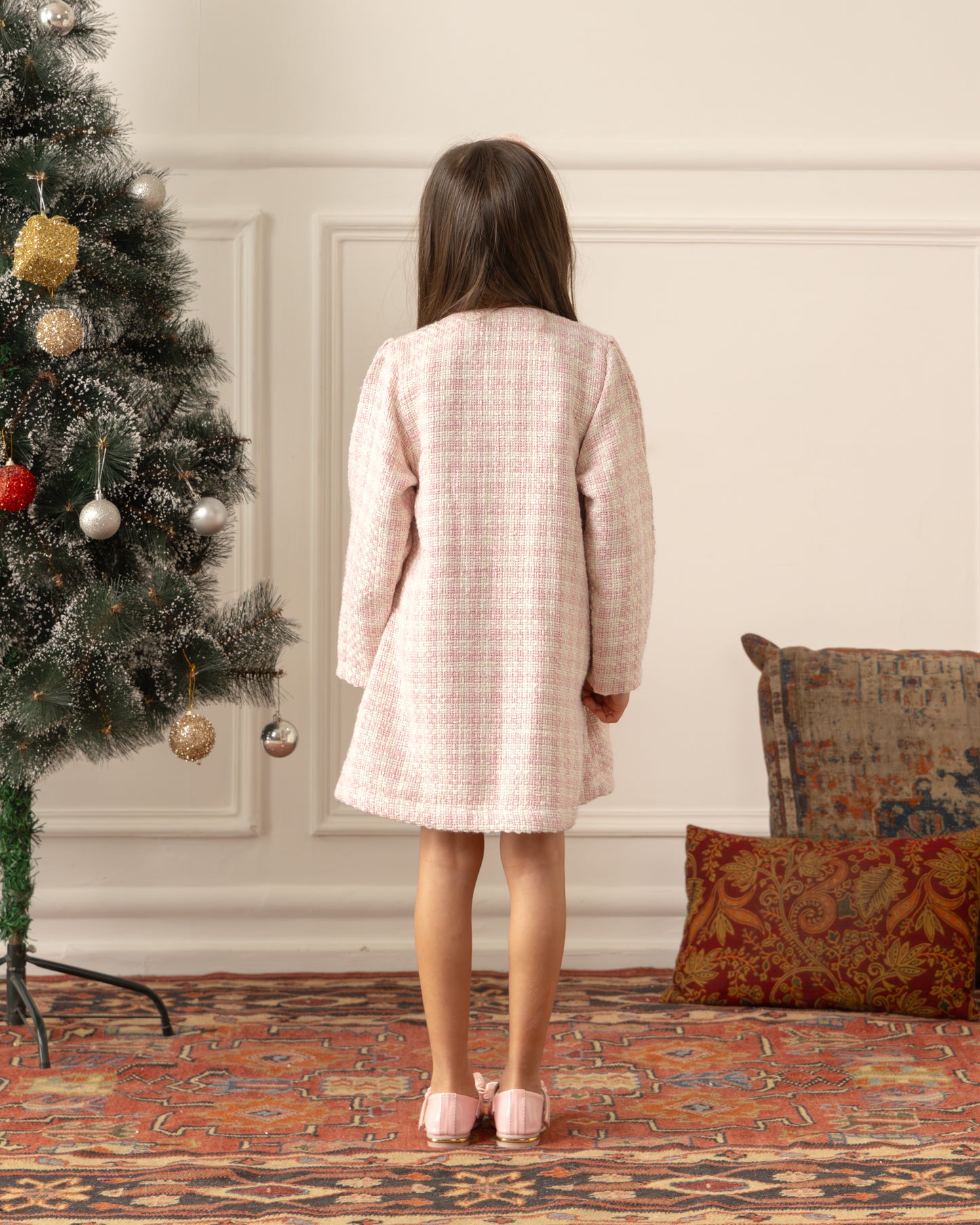 Tweed Pink Bow Dress