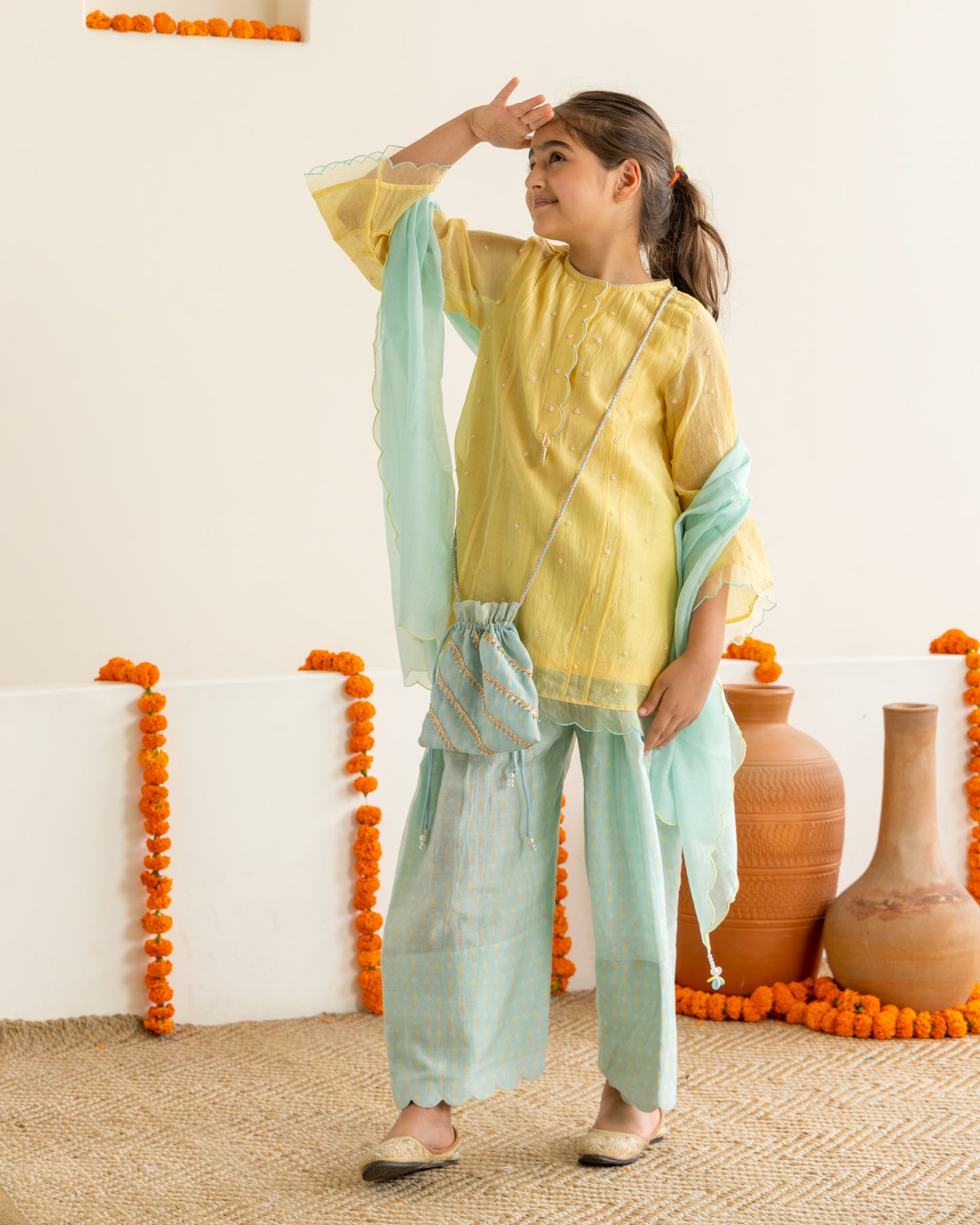 Yellow & Mint Farshi Salwar Set