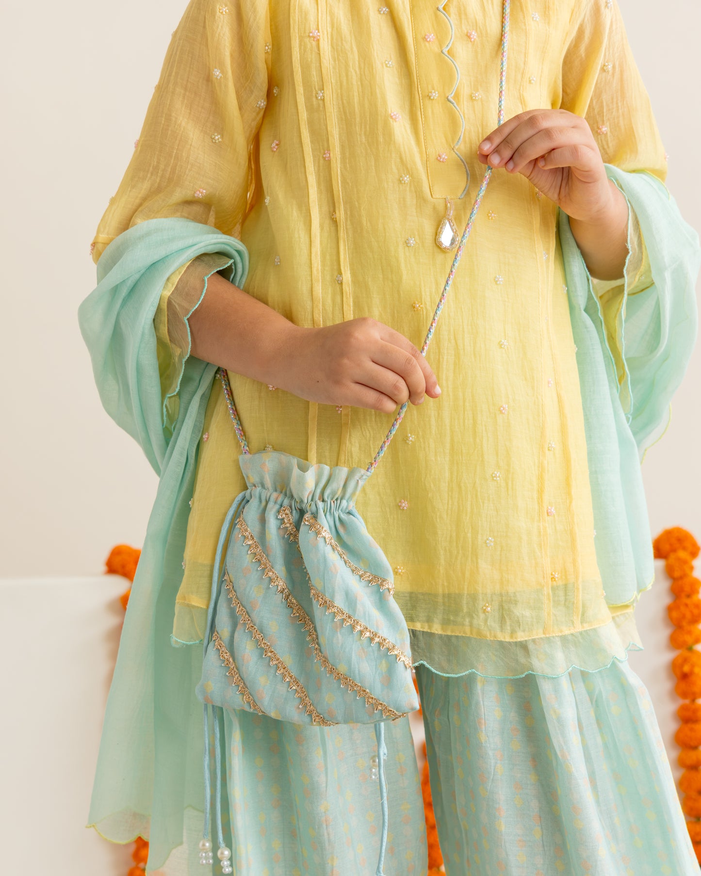 Yellow & Mint Farshi Salwar Set