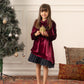 Embroidered Velvet Dress- Imperial Maroon