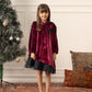 Embroidered Velvet Dress- Imperial Maroon