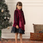 Embroidered Velvet Dress- Imperial Maroon