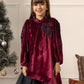 Embroidered Velvet Dress- Imperial Maroon