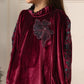 Embroidered Velvet Dress- Imperial Maroon