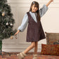 Mocha Embroidered Pinafore Dress