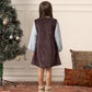 Mocha Embroidered Pinafore Dress