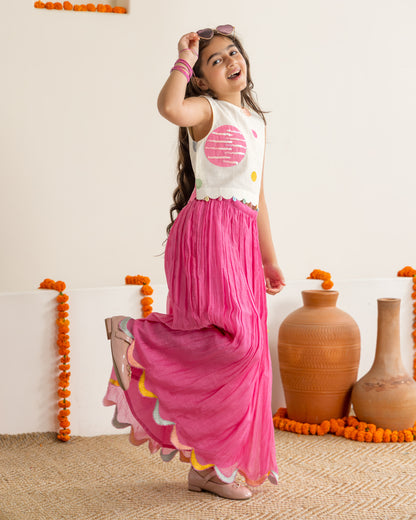 Rani Pink Polka Lehenga Set
