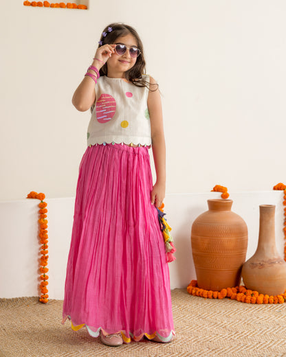Rani Pink Polka Lehenga Set