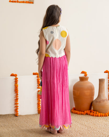 Rani Pink Polka Lehenga Set