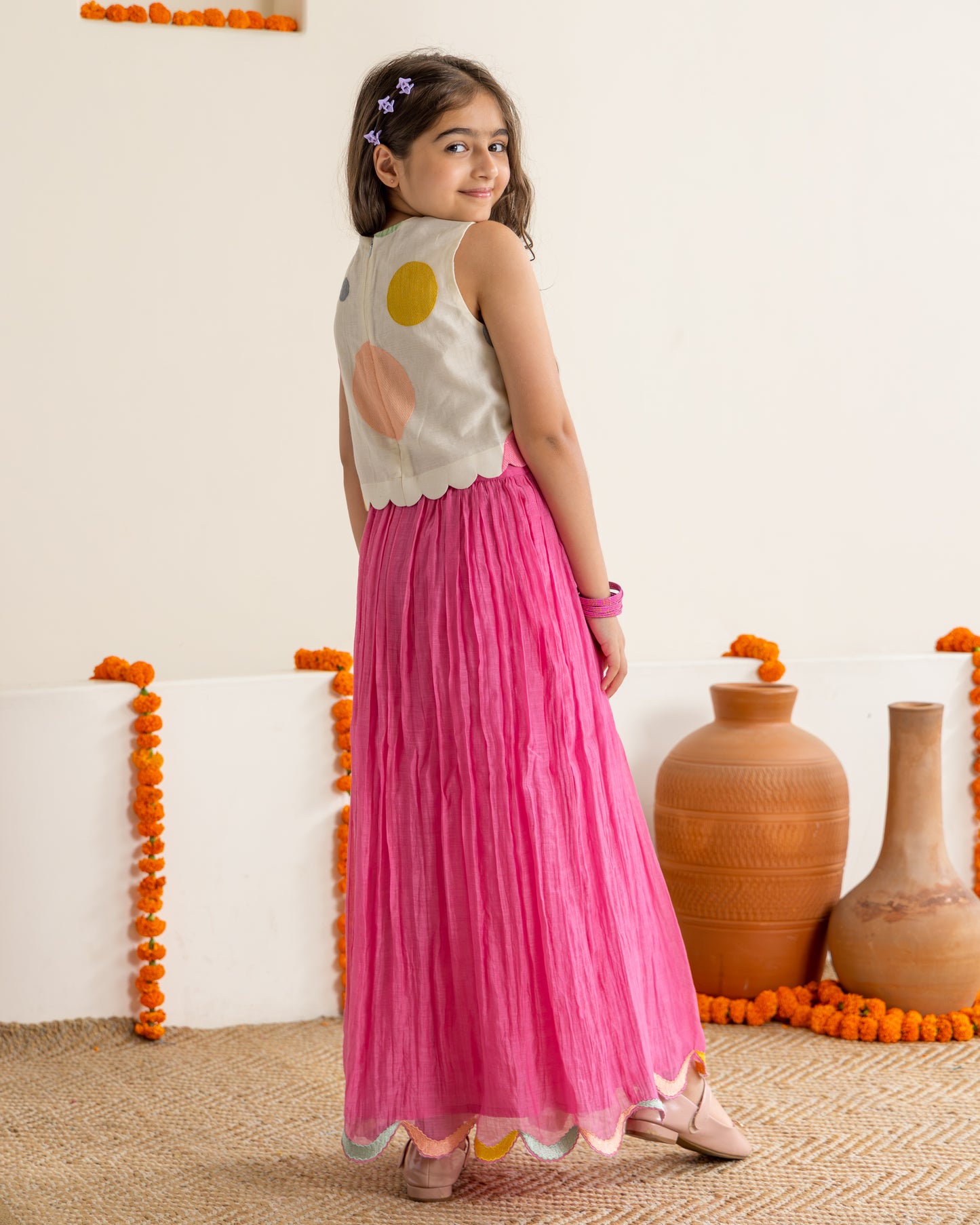 Rani Pink Polka Lehenga Set