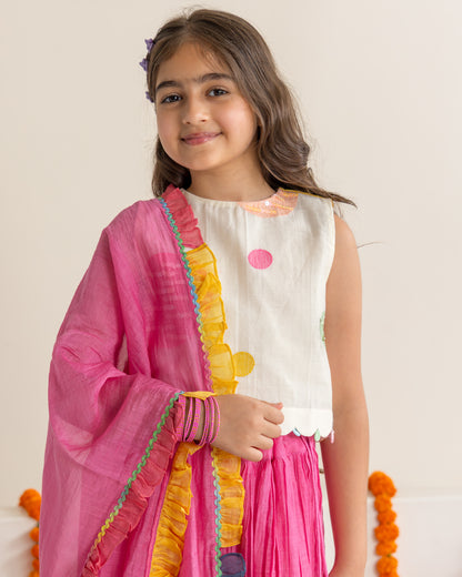 Rani Pink Polka Lehenga Set