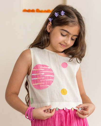 Rani Pink Polka Lehenga Set