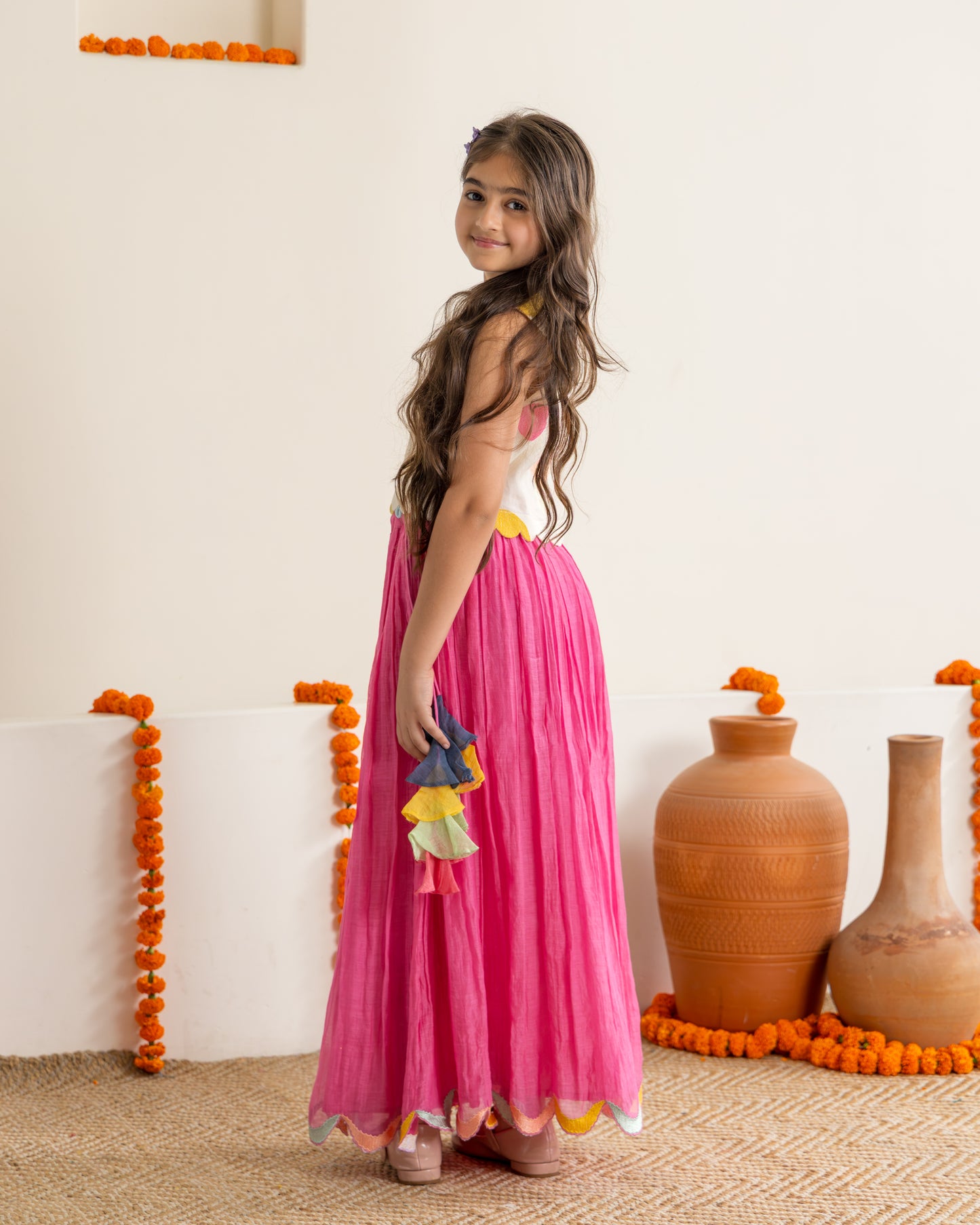 Rani Pink Polka Lehenga Set