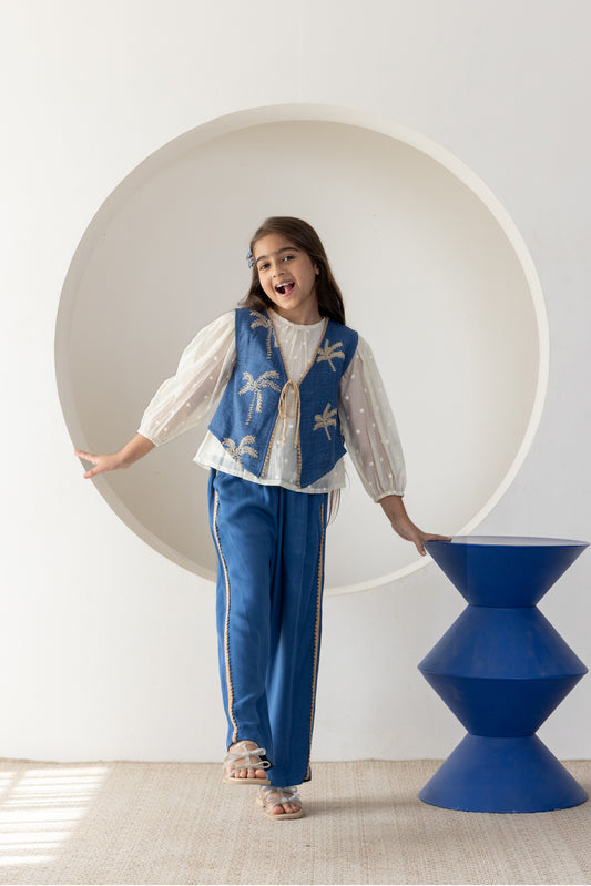 Blue Palms Waistcoat Co-ord Set