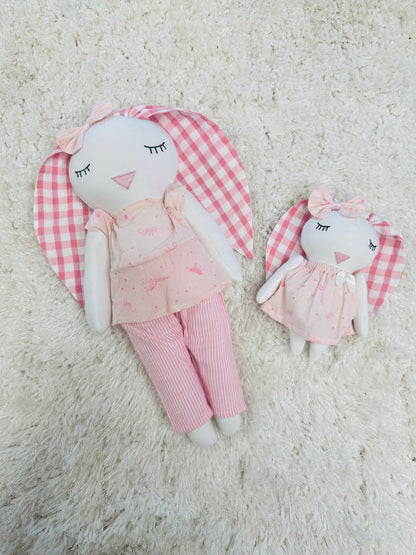 Pink Animal Print Set with Matching Bunny Doll