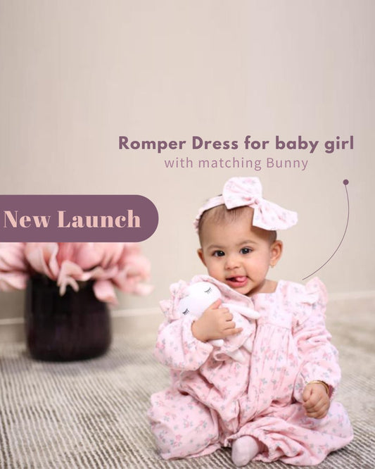 Pink Rose Romper Set With Mimi Bunny Doll - RISA DREAMWORLD