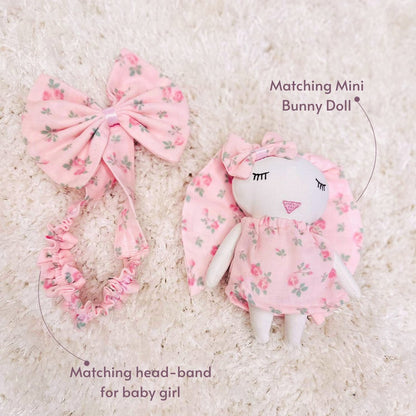 Pink Rose Romper Set With Mimi Bunny Doll - RISA DREAMWORLD