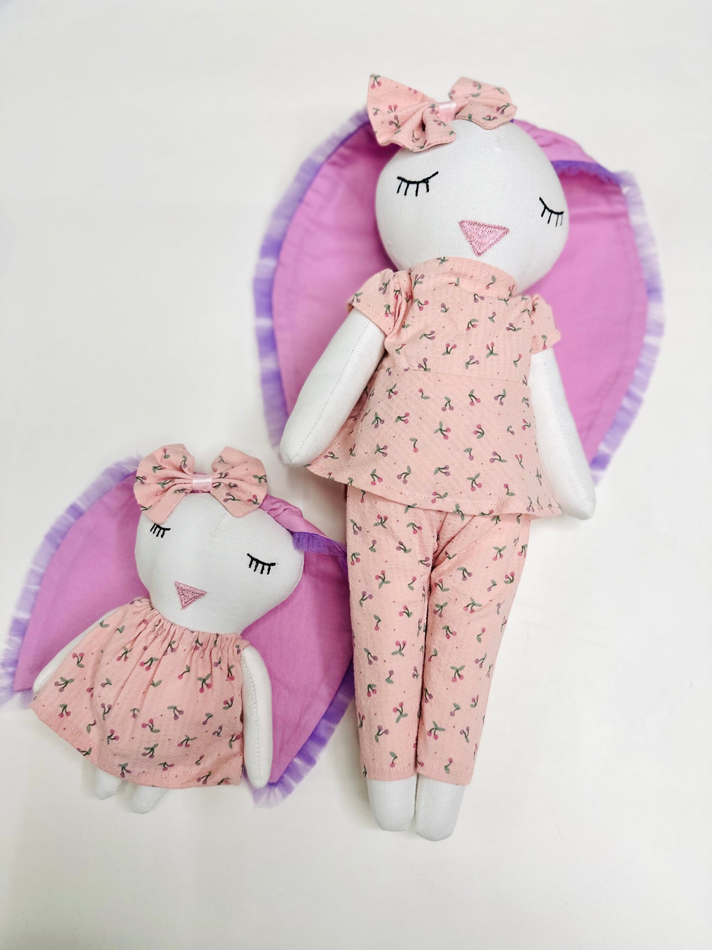 The Cherry Print Set with Matching Bunny Doll - RISA DREAMWORLD